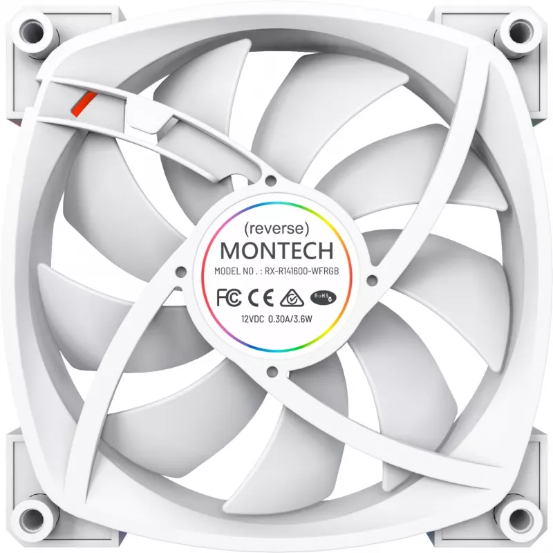 Montech RX140 PWM 140 mm ARGB skriňový ventilátor - biely