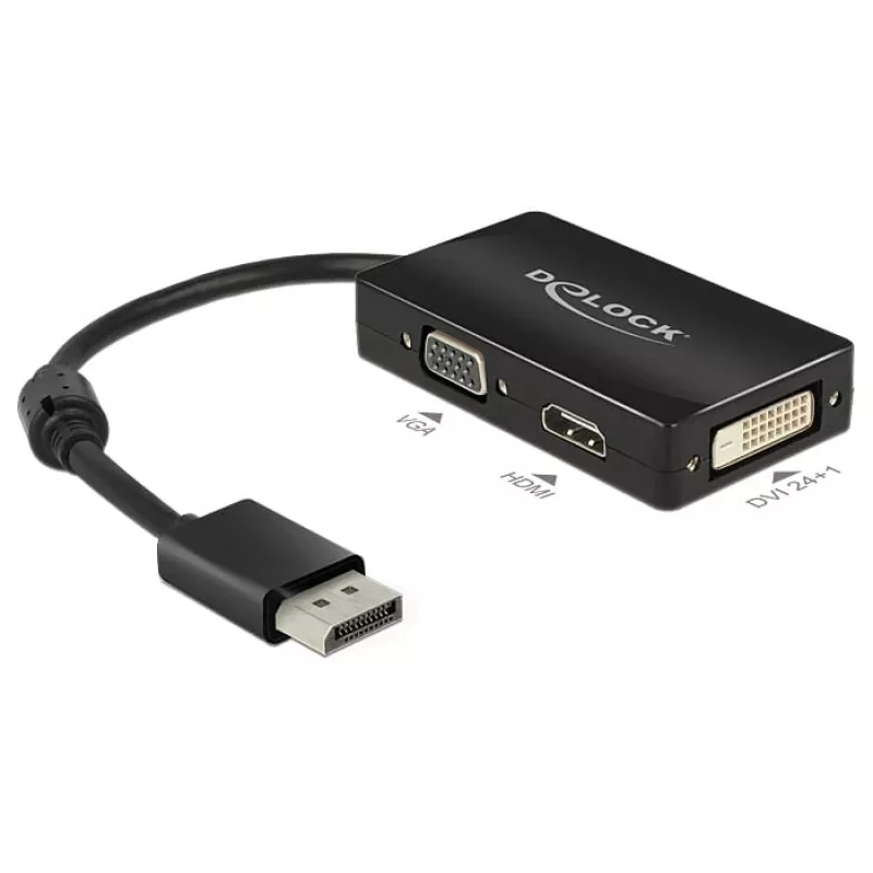 DeLOCK 0,16 m DisplayPort/VGA+HDMI+DVI VGA (D-Sub)+ HDMI + DVI čierna