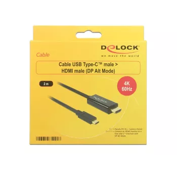Video káblový adaptér DeLOCK 85291 USB Type-C HDMI 2 m čierny