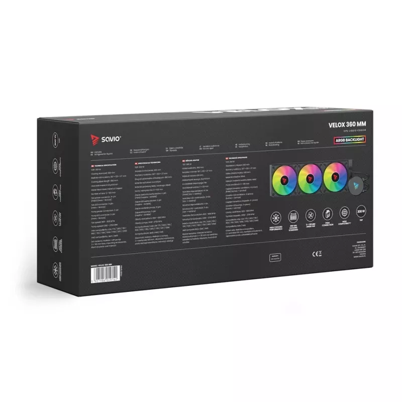 SAVIO VELOX 360 mm CPU kvapalinový chladič s ARGB