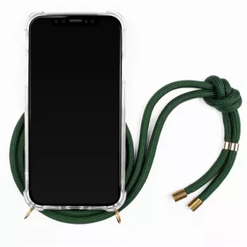 Obal na telefón na krk Lookabe loo014 pre iPhone XR – zlato-zelené ochranné puzdro s pásikom