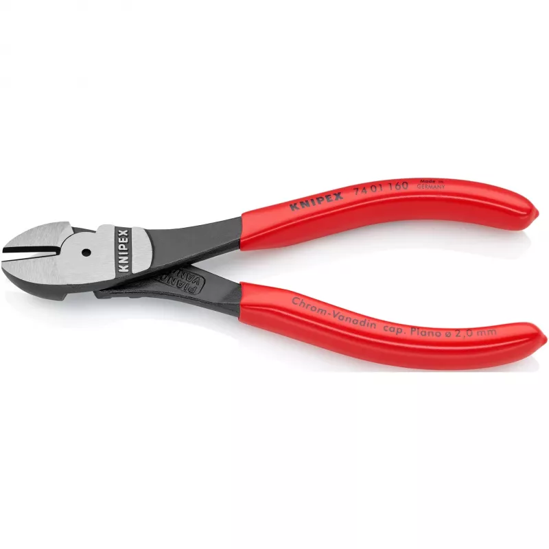 Bočné kliešte Knipex 74 01 160, chróm-vanádiová oceľ, plastová rukoväť