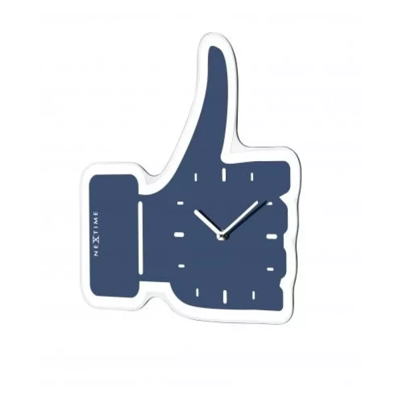NeXtime hodiny 5185bl Mini Thumbs Up, 20,5x21, nástenné, modré/strieborné