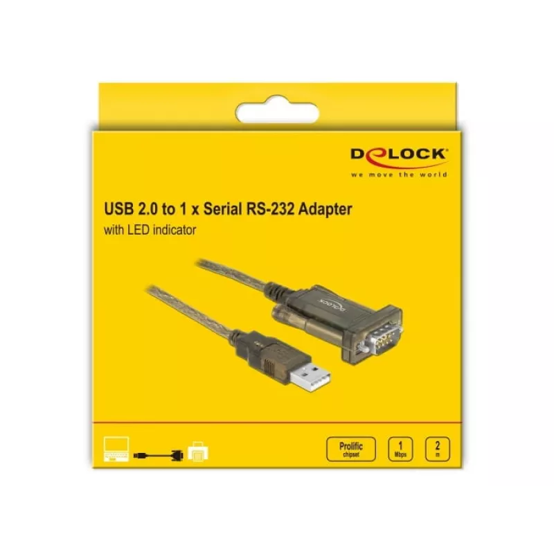Sériový kábel DeLOCK 64073 USB Type-A DB-9 transparentný 2m
