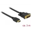 Videokábel adaptér DeLOCK 85655 3 m HDMI Type-A DVI čierny