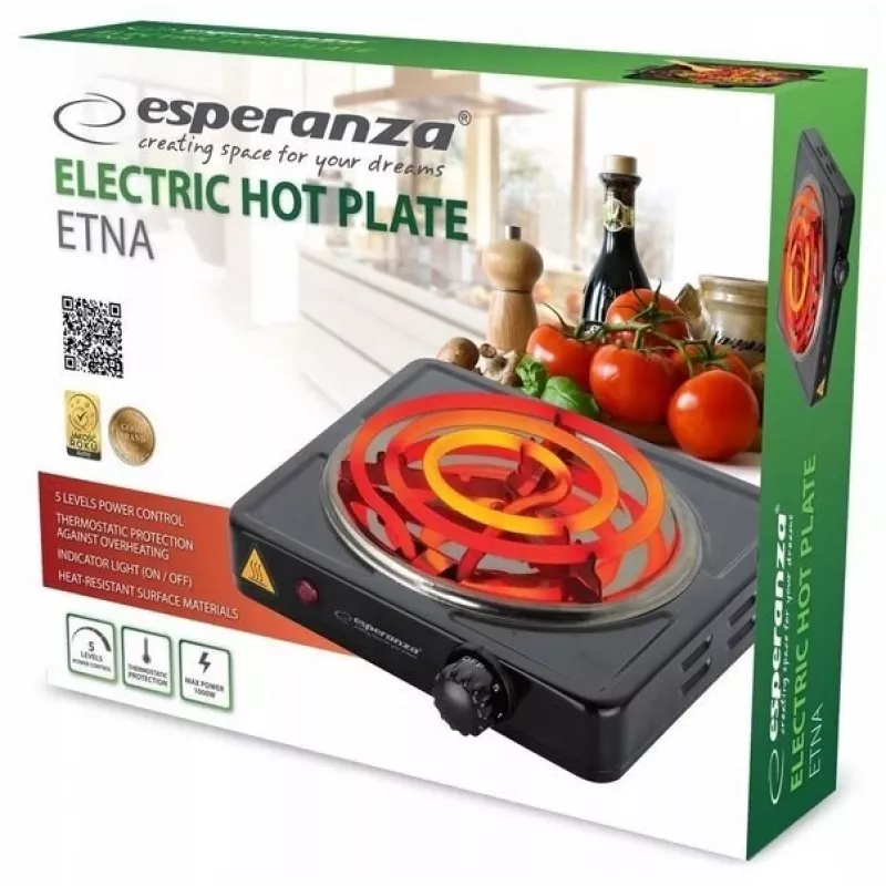 Esperanza EKH012K varná doska čierna stolová 21 cm 1 zóna
