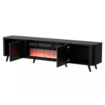 TV skrinka Cama Meble Volare 200 x 39 x 49 cm, čierna/san sebastian s krbom