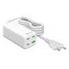 MediaRange MRMA124 mobilná nabíjačka 100W AC, 3x USB-C, 100–240V vstup, 1,5 m kábel, biela