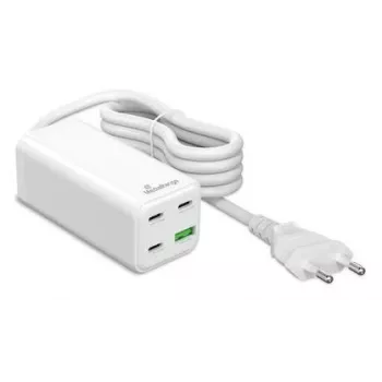 MediaRange MRMA124 mobilná nabíjačka 100W AC, 3x USB-C, 100–240V vstup, 1,5 m kábel, biela