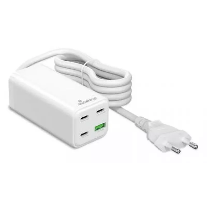 MediaRange MRMA124 mobilná nabíjačka 100W AC, 3x USB-C, 100–240V vstup, 1,5 m kábel, biela