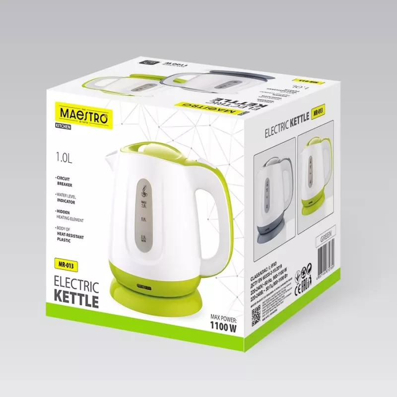 Rýchlovarná kanvica MAESTRO MR013 1 L 1100 W (MR-013-GREEN) zelená, biela