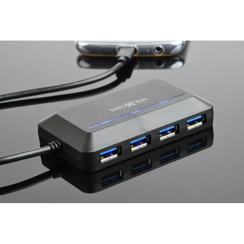 USB Hub GEMBIRD ACT-HUB3C-4P — USB 3.2 Gen 1 Type-A host k 4 × USB 3.2 Gen 1 Type-C, 5000 Mbit/s, čierny