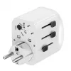 Cestovný adaptér GEMBIRD TPA-EU2A1C15-01-W – 15W, konektor Type-E, 2× USB-A + 1× USB-C, 100–250V