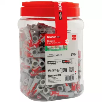 fischer hmoždinka DUOPOWER 10x50 BigBox svetlosivá/červená 210 kusov opakovane uzatvárateľná (570550)