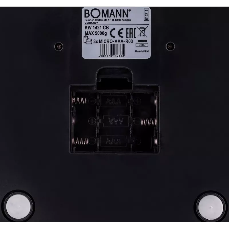 Bomann KW 1421 CB kuchynská váha, LCD displej, nehrdzavejúca oceľ, 160 x 230 x 18 mm, AAA, čierna (614211)