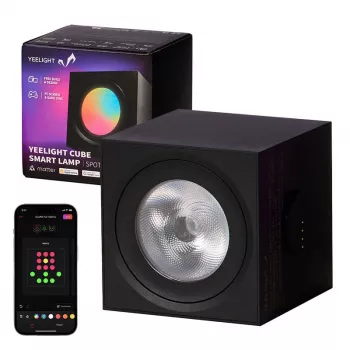Inteligentné stolové svietidlo Yeelight Cube — viacfarebné, Wi‑Fi/Bluetooth, 2,4 GHz, Bluetooth 5.0, AC 100–240 V, 1,5 m kábel, čierne