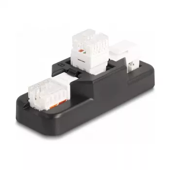 DeLOCK Keystone LSA sada RJ45 RJ11 Cat.6 čierna držiak so sponou