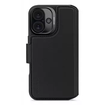Kožené puzdro pre iPhone 16, čierne