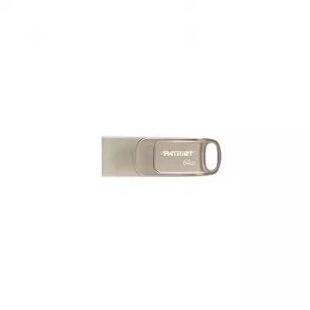 USB flash disk PATRIOT PS64GT560DS5D 64 GB USB 3.2 (USB-A & USB-C), otočné puzdro zo zliatiny zinku, strieborná