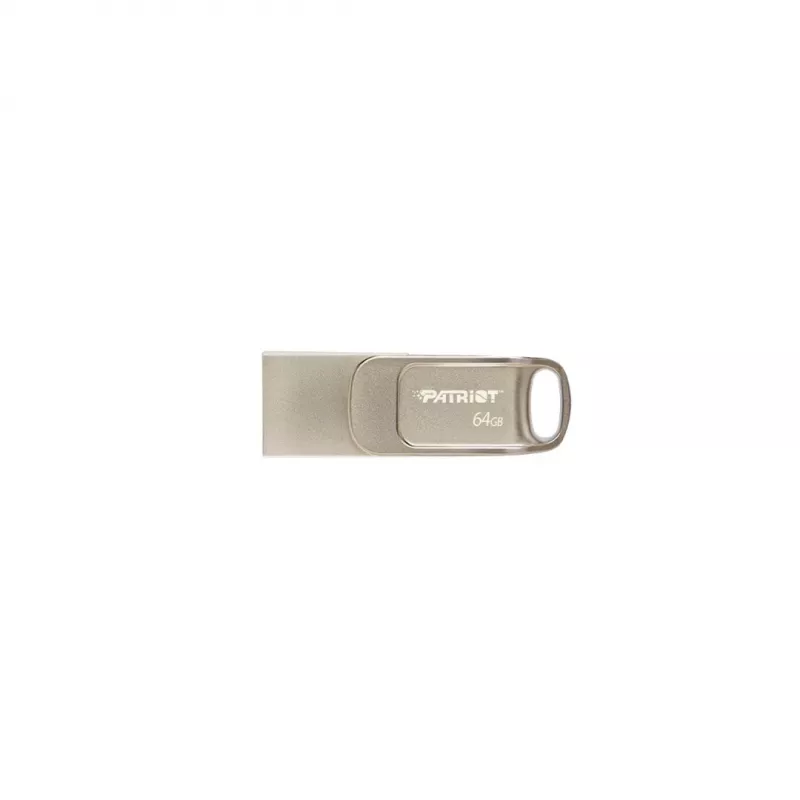 USB flash disk PATRIOT PS64GT560DS5D 64 GB USB 3.2 (USB-A & USB-C), otočné puzdro zo zliatiny zinku, strieborná