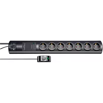 brennenstuhl Primera-Tec Comfort Switch Plus - prepäťová ochrana - striedavý prúd 250 V - 3500 Watt - výstupné zásuvky: 7 - 2,0m - Nemecko - čierna