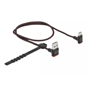 USB kábel DeLOCK EASY-USB 2.0 Type-A samec na Type-C samec zahnutý 0,5m čierny