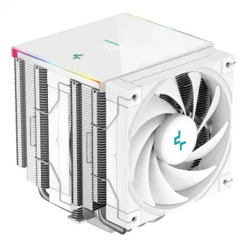 Vzduchový chladič DeepCool AK620 Digital SE White — dva 120 mm ventilátory, 6 heatpipes, PWM, podpora LGA-1700, integrovaný displej