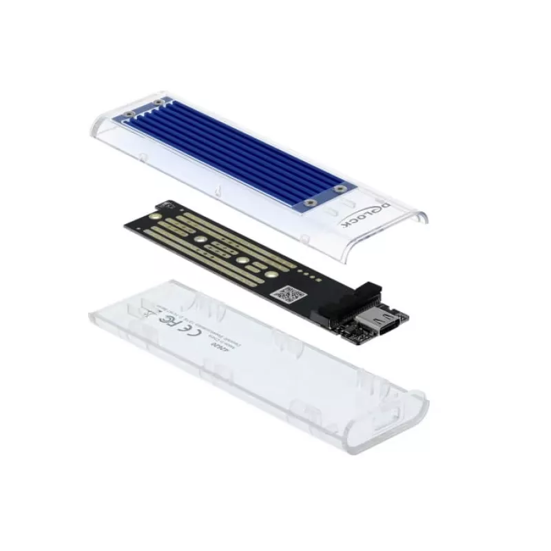 Puzdro na SSD DeLOCK 42620 externé puzdro pre M.2 NVMe PCIe SSD s USB Type-C konektorom samica, transparentné