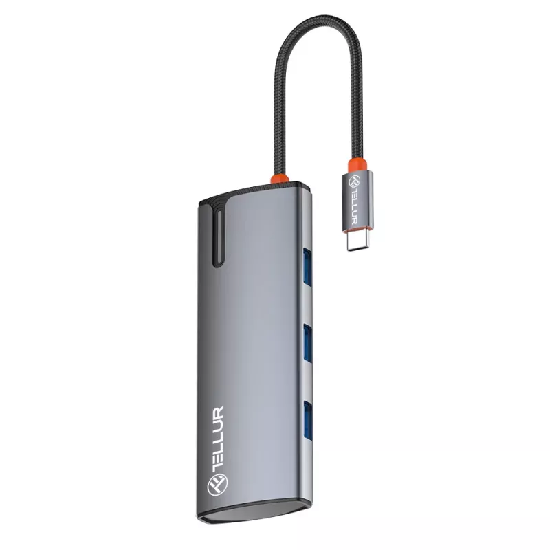 USB-C hub Tellur TLL321061 s PD 3.0 100W, HDMI výstupom a 3× USB 3.0 portami