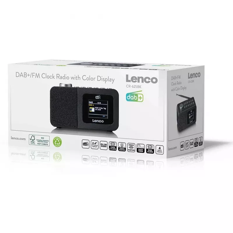 Lenco CR-625BK rádiobudík DAB+/FM s Bluetooth a bezdrôtovým nabíjaním, čierny