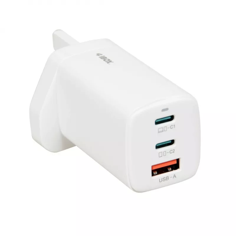 iBOX C-65 biely, GaN 65W univerzálna nabíjačka UK konektor