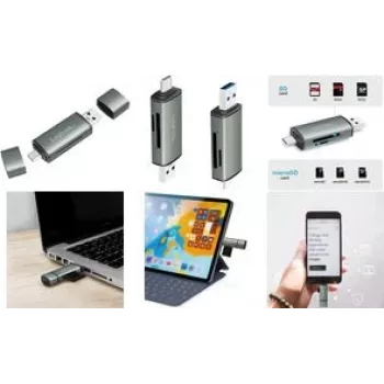 LogiLink CR0043 USB 3.2 Gen 1 SD/microSD čítačka kariet, USB-A & USB-C, hliník