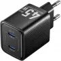 Vention FEFB0-EU 45W interiérová AC rýchlonabíjačka 2× USB-C — pre smartfón, notebook, tablet, smart hodinky, slúchadlá (čierna)