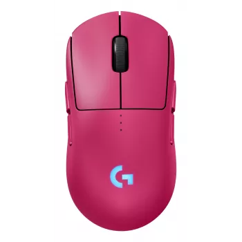 Logitech G PRO 2 - myš - herná - pre pravákov a ľavákov - optická - 8 tlačidiel - bezdrôtová, káblová - 2,4 GHz, USB - USB Logitech LIGHTSPEED prijímač - ružová (910-007310)