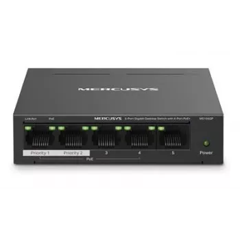 Mercusys 5-portový Gigabit desktop switch so 4-portovým PoE+