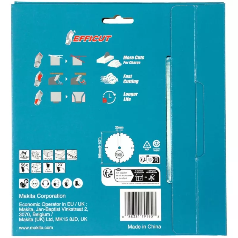 Makita Efficut B-57336-2 kotúč na kotúčovú pílu, 165 x 20 mm, 56 zubov, 2 ks