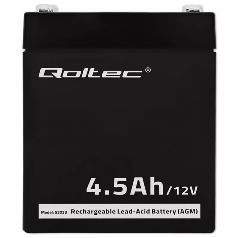 Qoltec 53033 AGM batéria 12 V 4,5 Ah, max. 1,35 A, bezúdržbová