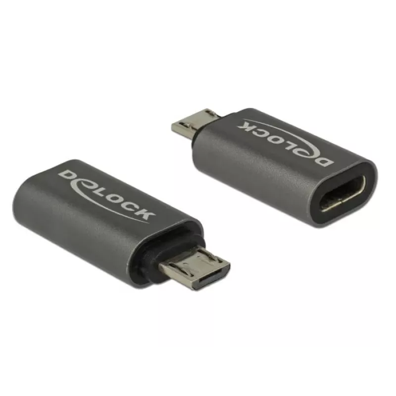 DeLOCK - USB adaptér - USB-C (samica) na Micro-USB Type-B (samec) - USB 3.1 Gen 1 - 2,8 cm - antracitový (65927)