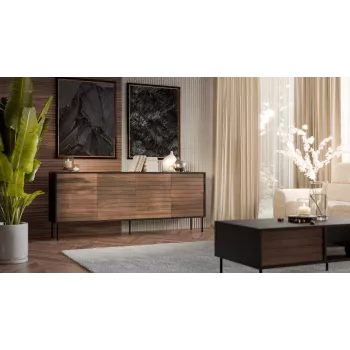 Cama 4D CORTINA komoda 200x40x81 čierna/orech