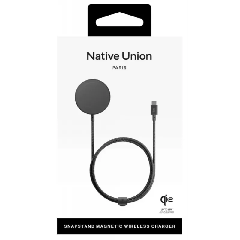 Native Union SnapStand Qi2 bezdrôtový nabíjací stojan, 15 W, kompatibilný s MagSafe, čierny