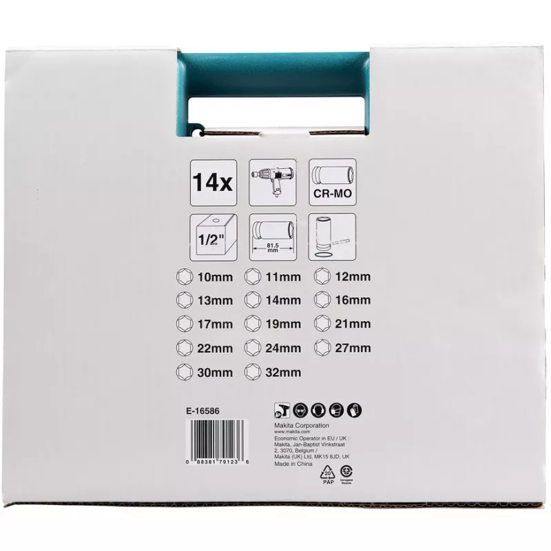 Makita E-16586 nástrčné kľúče pre rázový uťahovač sada nástrčných kľúčov čierna, zelená