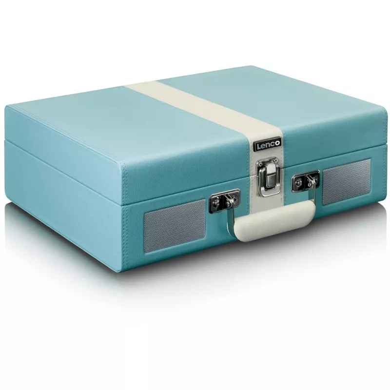 Remienkový audio gramofón Lenco TT-110 modrý biely poloautomatický
