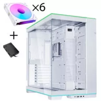 Lian Li O11 Dynamic EVO RGB PC skriňa bundle, Midi-Tower, ARGB, tvrdené sklo + 6x UNI FAN SL-INF Reverse Blade ventilátor - biela