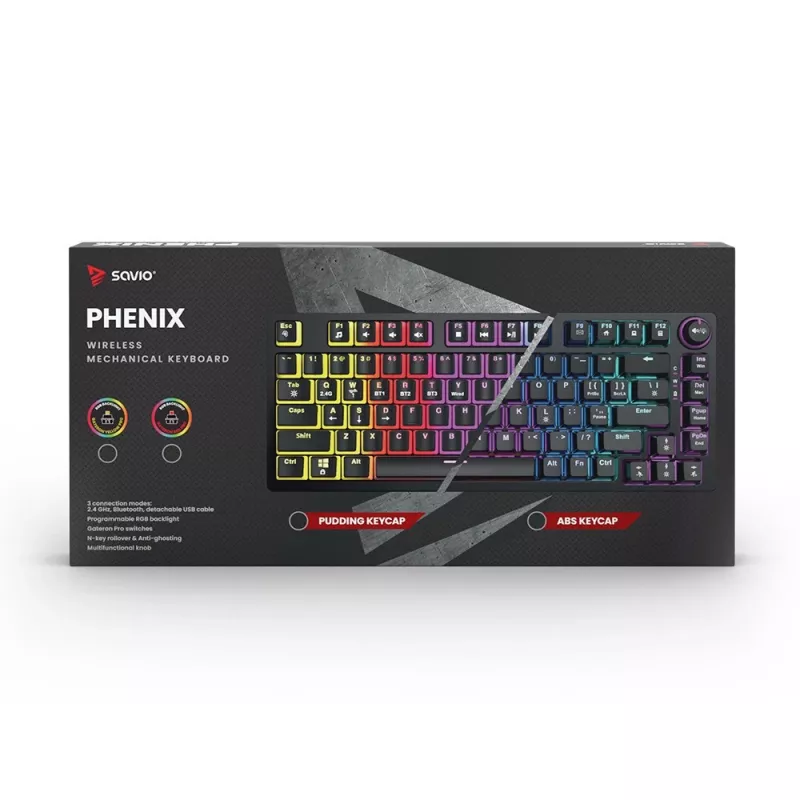 Herná klávesnica Savio SAVGK-PHENIX RED PUDDING mechanická RGB Wireless