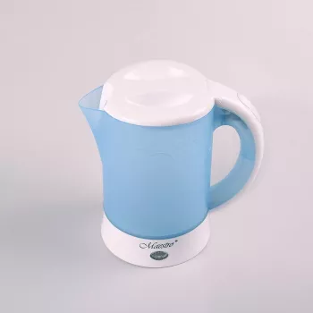 Elektrická kanvica Maestro MR010 0,6 l 600 W — modrá/biela, ukazovateľ hladiny vody, filter proti vodnému kameňu