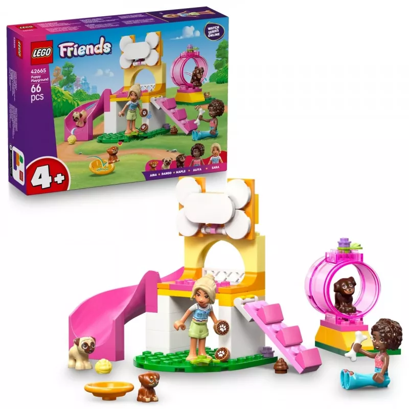 Stavebná hračka LEGO Friends Ihrisko pre šteniatka sada 42665, 66 dielov, 2 minifigúrky, vek 4+