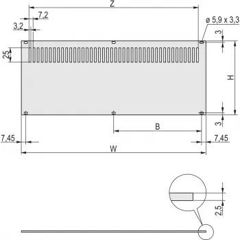 Schroff 30849022 zadný panel, perforovaný, 3U, 63 HP