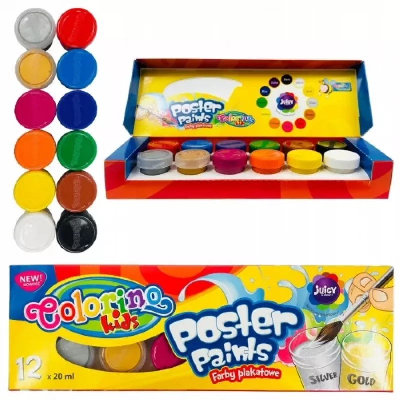 Colorino Kids plagátové farby 12 farieb 20 ml