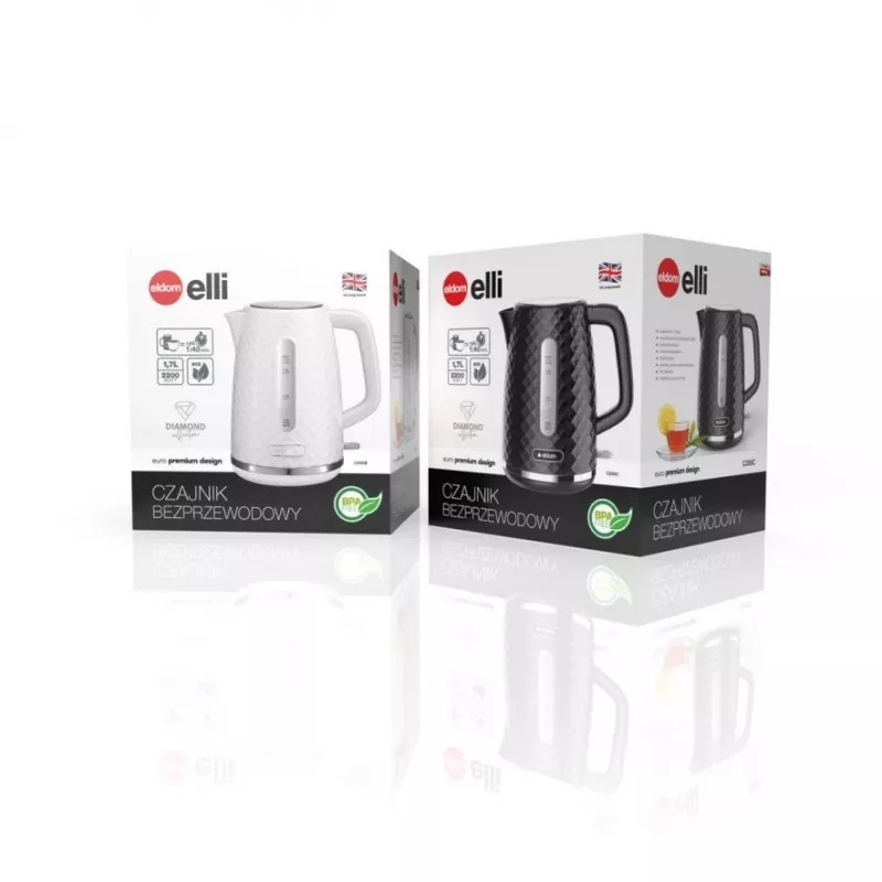 C280C ELDOM Kanvica ELLI, objem 1,7 l, výkon 2200 W, Čierna, Strix, Čierna