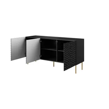 Komodová skriňa cama meble HOLE 152x42,5x74,5 cm matná čierna, drevotrieska, rám 16 mm